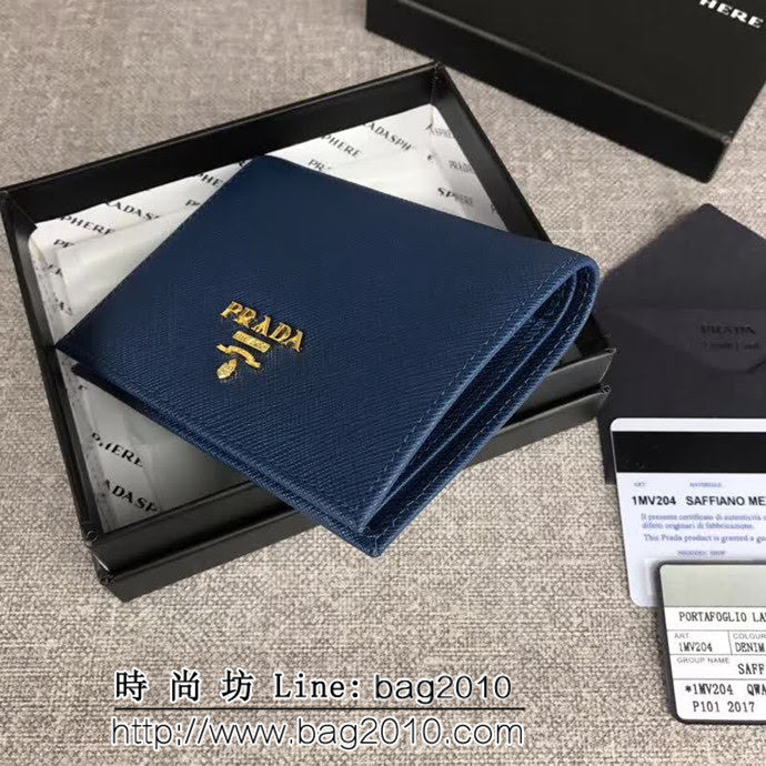PRADA普拉達 經典爆款 頂級原單十字紋牛皮 女士短皮夾 1MV204 DD1409